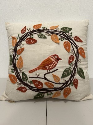 Devi Designs 100% Cotton Pillow 1 Piece 3D Autumn Wreath Design