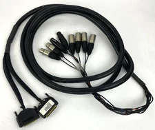 Male / Female 25 Pin AES EBU to 4M  4 x F 4 x M 3 Pin XLR Breakout Snake Cable