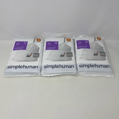 simplehuman Code H Bin Liners 60ct White 30-35L (3x20)