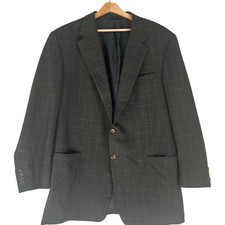 Hickey Freeman Collection Men's 46 Long Wool Cashmere Plaid Blazer Suit Jacket