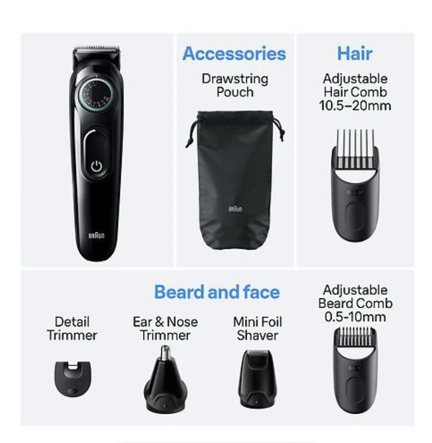 Braun Series 3 All-in-One 8-in-1 Electric Beard Trimmer Kit & Razor AIO3470 -New - Image 3 of 3