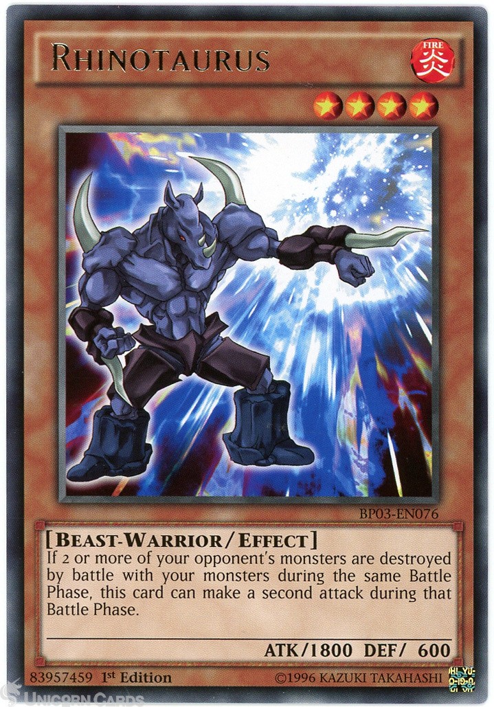 BP03-EN076 Rhinotaurus : Shatterfoil Rare 1st Edition Mint YuGiOh Card
