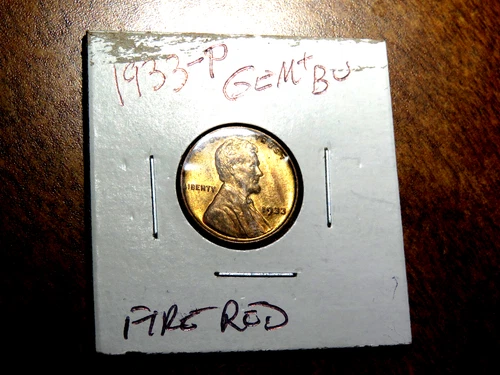 Lustrous Cartwheel Gem+ 100% RED Brilliant Uncirculated 1933-P Lincoln Penny L1