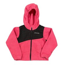 Columbia Kids Toddler 4T Pink Black Fleece Hooded Jacket Zip Up Outerwear