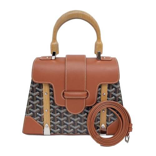 Goyard Saigon PM SAIGONMINTY01CL03P Leather Brown / Black Shoulder Bag #UDB424