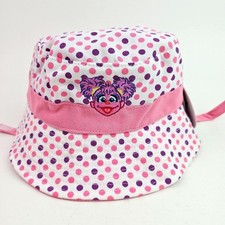 Sesame Street Toddler Bucket Sun Hat UPF 50+ Pink Polka Dot Chin Strap NWT