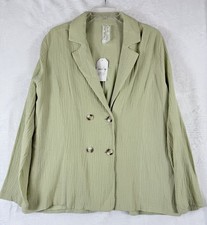 Sadie And Sage By The Shore Blazer Large 100 Cotton Gauze Green New NWT
