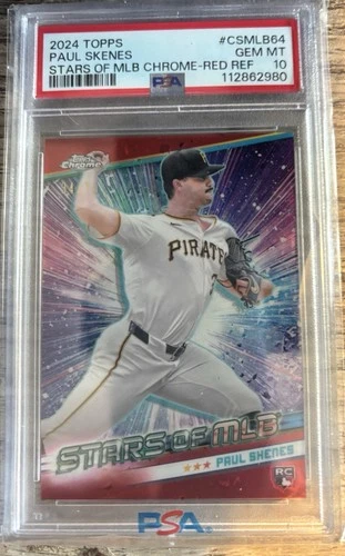 2024 Topps Stars Of Mlb Chrome #CSMLB64 Paul Skenes Red Refractor 34/75 PSA 10