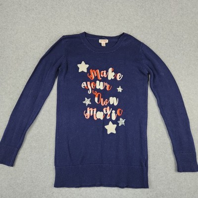 Cat & Jack Girls Navy Blue Make Your Own Magic Graphic Sweater L 10/12