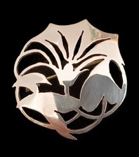 Brosche Silber floral Art Deco Antik Vintage Handarbeit