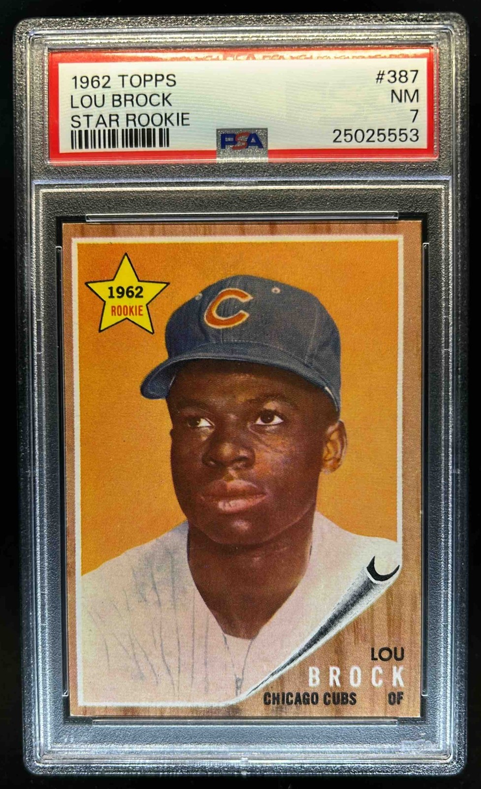 1962 Topps Lou Brock Rookie RC #387 Cubs PSA 7
