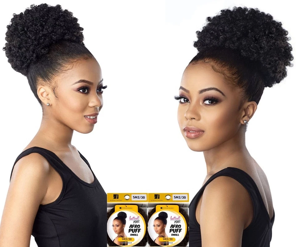 Feme Sensationnel Instant Pferdeschwanz Afro Puff klein 3" Zoll UK Verkäufer