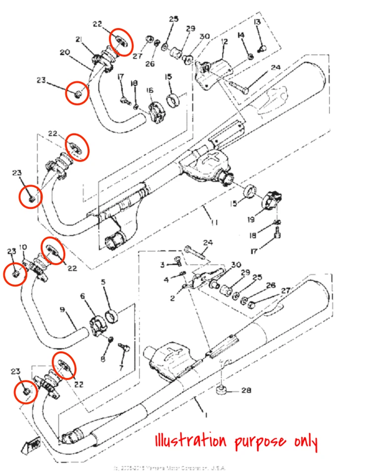Juego de reparación de juntas de colector de escape Yamaha XJ1100, XS1100/L/S, FJ1100, FJ1200 Foto 2 de 2