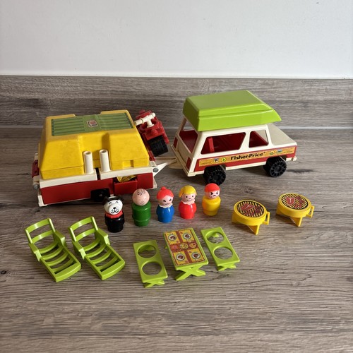 Vintage Fisher Price Little People - 992 Auto & Pop-Up Camper 1980-84