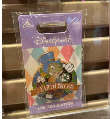 Authentic Hongkong Disney Pin Jiminy Cricket Earth Day Pin 2025