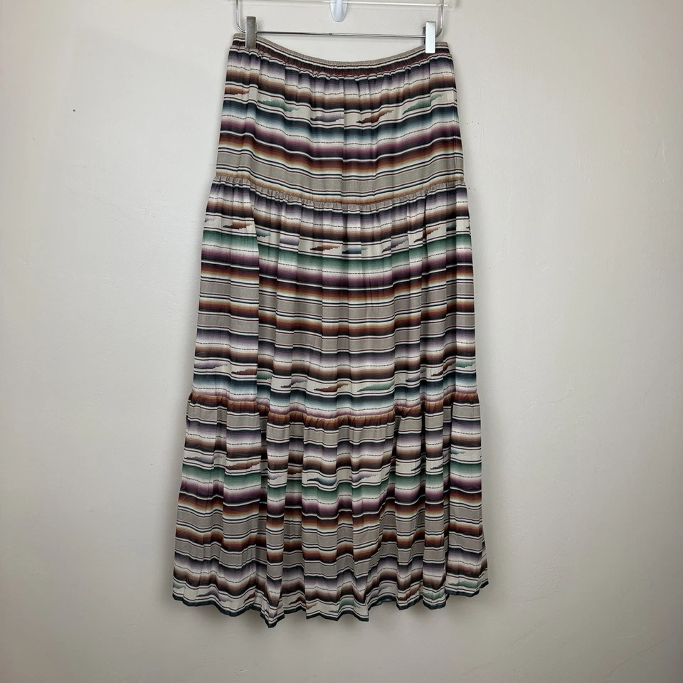 Falda Doble D Rancho Santa Rita Para Mujer S Niveles Serape Rayas Boho Occidental NUEVA Foto 4 de 4