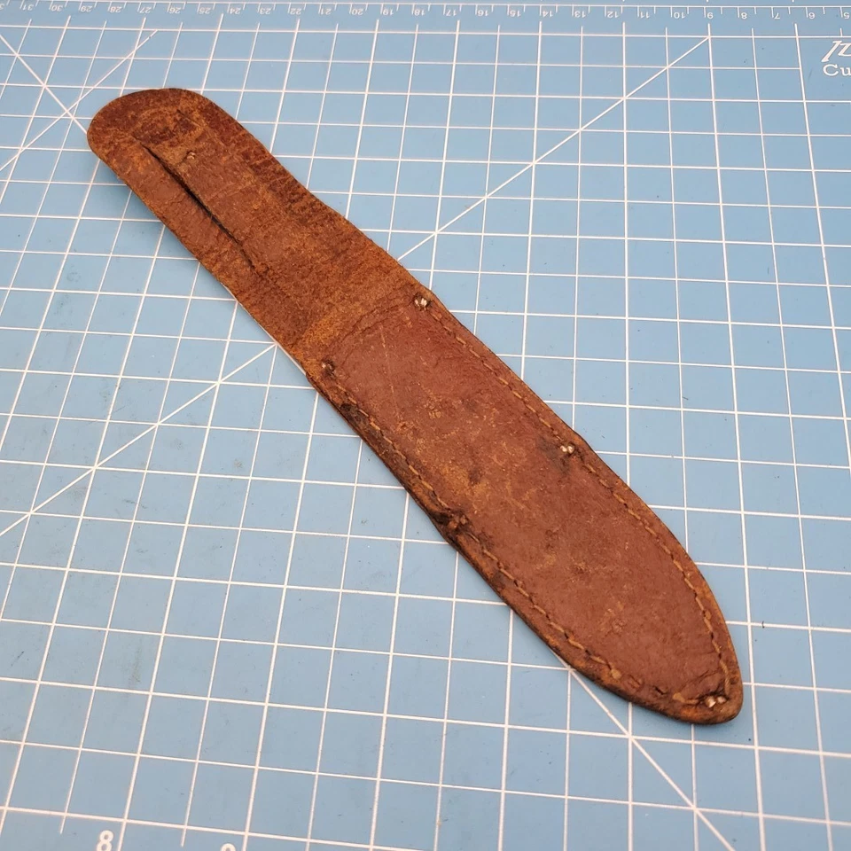 Vintage Fixed Blade Knife Sheath Brown Leather Belt Pouch Case 9"x 4.5"  - Image 4 of 4