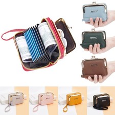 Womens Wallet Ladies Compact Bifold Leather Coin Purse With Zipper and Kiss Lock