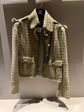 Chanel Tweed Double-Breasted Jacket with Fringe Trim