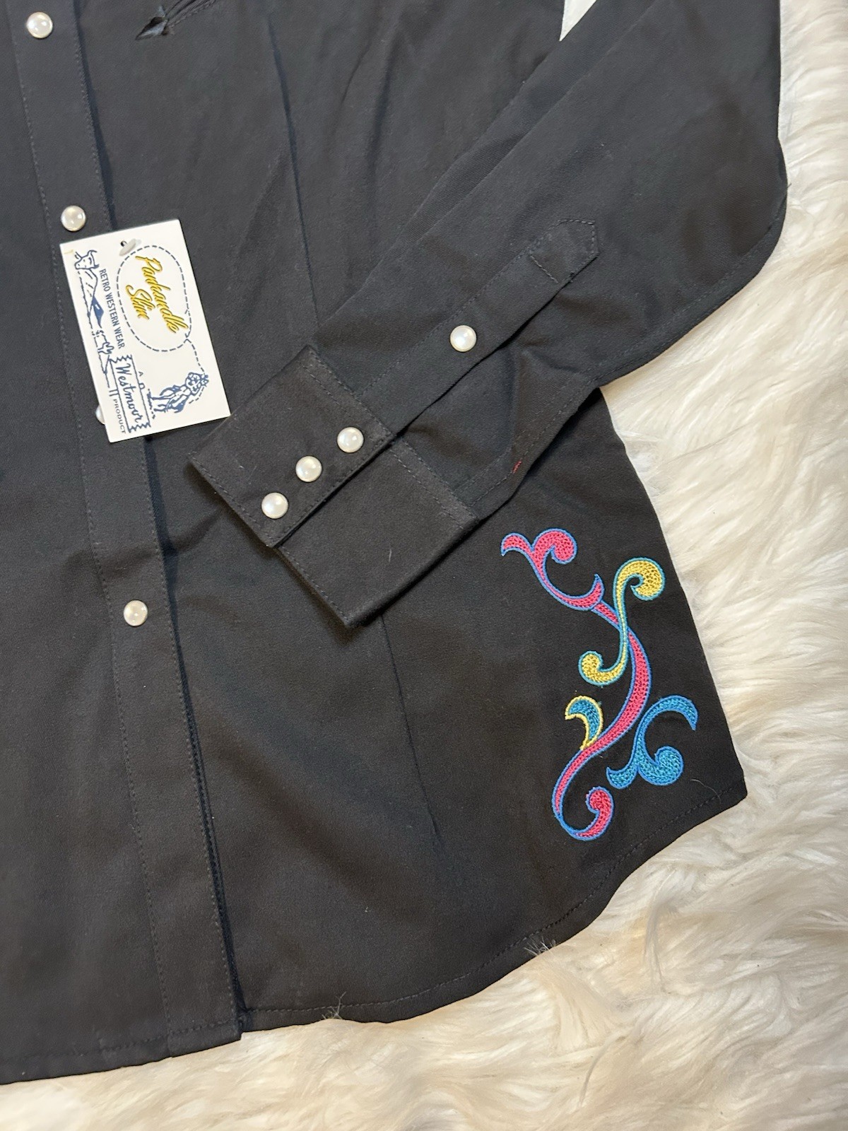 Panhandle Slim Western Shirt Pearl Snap Womens M Heavily Embroidered Guitar Glam