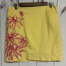 Vintage Lilly Pulitzer Jacquard Skirt 8 Yellow/Pink Floral EUC