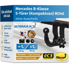 ANHÄNGERKUPPLUNG abnehmbar für Mercedes B-Klasse 11-18 +13pol E-Satz ABE EBA