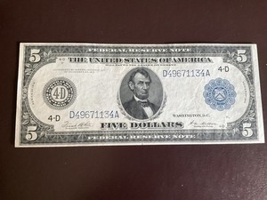 1914 $5 LARGE Size Cleveland BEAUTIFUL XF+ Federal Reserve Note! Crisp, Nice