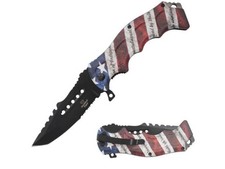 8.5" USA Heavy Duty Spring Assisted Open Blade Folding Embossed Pocketknife