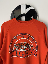 Vintage 80  s Clemson Tigers Orange Crewneck Sweatshirt Men  s XL Fits L