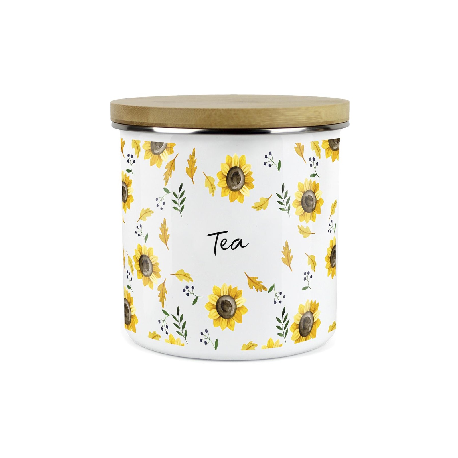 Tea Storage Canister - Sunflowers Yellow Kitchen Storage Jar