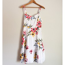 Old Navy Womens Floral Mini Dress Fit & Flare Tiered Cami White Cottage Fairy