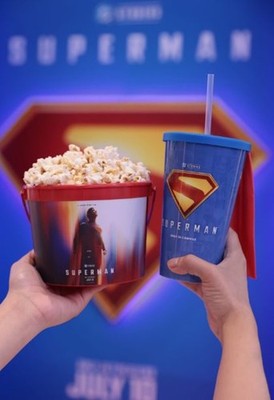 Superman Cup with Popcorn Bucket Combo Set Movie 2025 Rare Red Blue New Collection