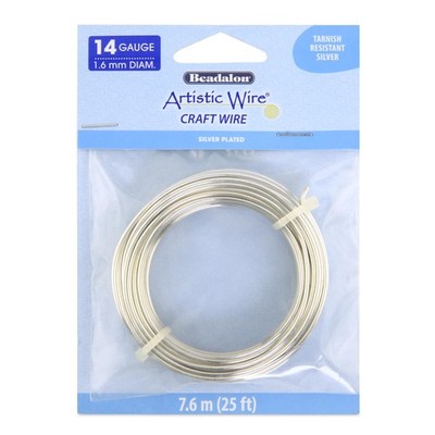 , 14 Gauge Silver Plated Tarnish Resistant Colored Copper Craft Wire, Gold Co...