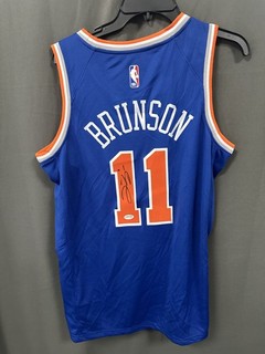 Jalen Brunson Signed New York Knicks Basketball Jersey AUTO JSA COA Sz L