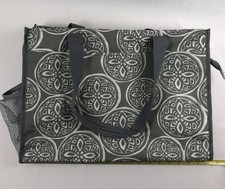 THIRTY-ONE Deluxe Organizing Utility Tote Gray / White Medallion Pattern DEFECT