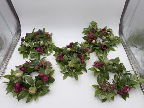Grandin Road Set of 5 Floral Candle Rings