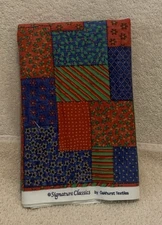 1.61 Yards Oakhurst Textiles Christmas Patchwork Cotton Print Fabric 16x58 - NEW