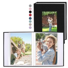 vivinin 2 Pack Photo Album 5x7, Linen Cover Book, Small Black