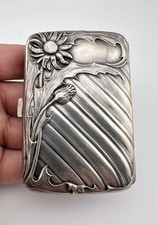 Art Nouveau European HIGH RELIEF Repousse 835 Silver Floral Cigarette Case 50g