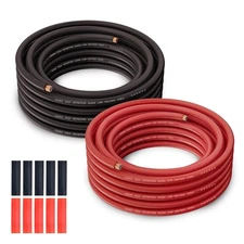 10 Gauge Wire (25FT Each, Red/Black), Low Voltage Primary Automotive or Ground C