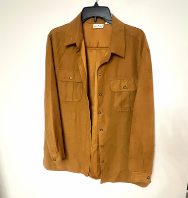 White Stag Womens Brown Solid Collared Long Sleeve Button-Up Blouse L