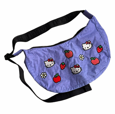 BAGGU Hello Kitty & Friends Purple Crescent Crossbody Bag Zip Closure, Pockets