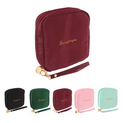 Mini Kosmetiktasche für Handtasche, süße adrette Reißverschluss Reise Kosmetiktaschen, weinrot