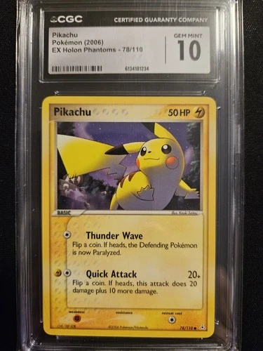 Pikachu Holon Phantoms 78/110 Reverse Holo Common CGC 10 2006 Pokémon TCG