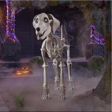 Home Accents Holiday 7 ft. Long Grave & Bones Skelly's Dog with LCD Eyes