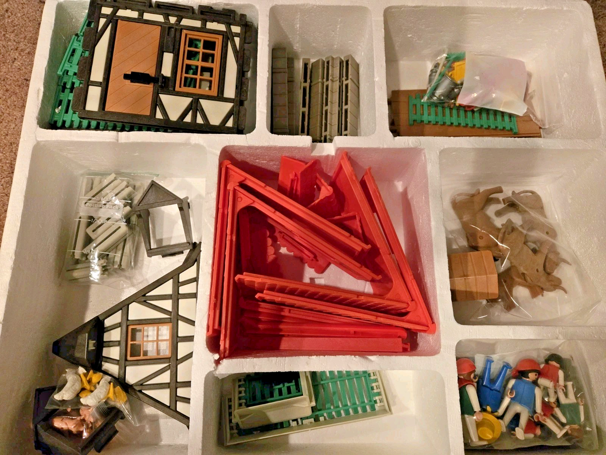 Playmobil vintage LOT Ferme 3556 + tracteur avec remorque 3159