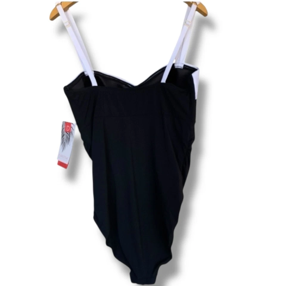 Christina One Piece NWT Women's Size 12D Bandeau Black White Intricate Pleats - Image 3 of 4
