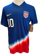 USA Christian Pulisic 10 2024 Red White Blue Away Soccer Jersey Sz M NWT 139