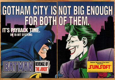 Batman Revenge of the Joker Sunsoft - 2 Page Video Game Print Ad Poster Art 1992