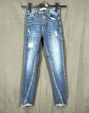 KANCAN Kaliyah BLUE Stretch Destroyed Denim HIGH RISE Ankle SKINNY JEANS 0/23